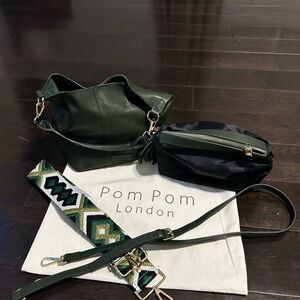 Green and Black Women's Bag Set